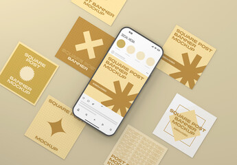 Social Media Square Posts Banners Mockup