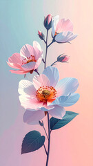 Instagram story pastel gradient background with delicate floral pattern decoration. Generated Image