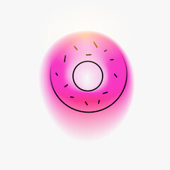 Donut silhouette. Creative minimal fast food composition with gradient blurred and line elements. Modern abstract fashion vector illustration.