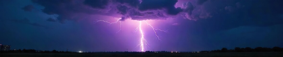 Dramatic image of a powerful lightning strike during a summer thunderstorm, illuminating the dark sky with a brilliant flash The raw power of nature is on full display , thunderstorm, spectacular