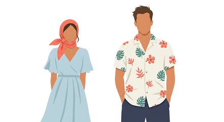 Obraz premium Couple in summer fashion illustration