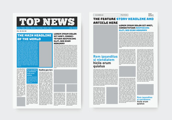 classic tabloid newspaper design layout template.  professional editorial journal news paper newsletter design.