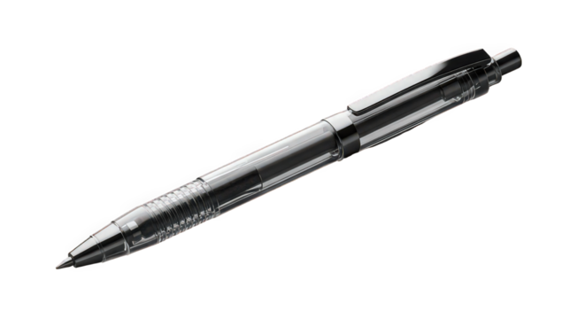 Ballpoint pen isolated on transparent background, a common writing tool used for taking notes, signing documents, and general writing tasks