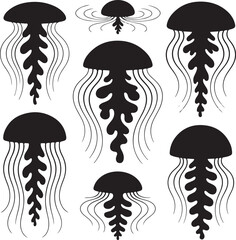 Jellyfish Silhouette Vector Illustration