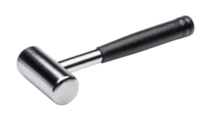 Rubber mallet hammer with black handle background isolated on a Transparent background, PNG file.