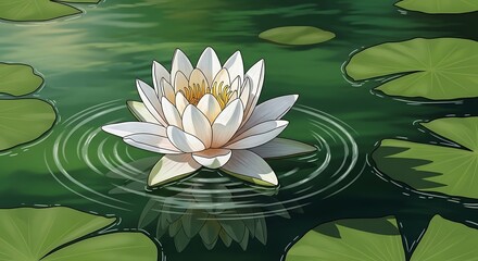 Beautiful White Water Lily.