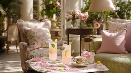 Summer garden by the lemon tree, countryside nature