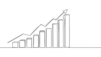 Simple line drawing of a bar graph showing upward growth