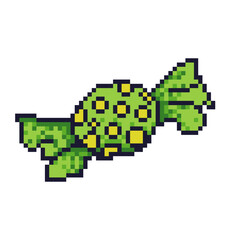 Fototapeta premium Cute pixel art Halloween wrapped sweet candy in retro video game style. Perfect for spooky season graphics, holiday merchandise, and festive game assets.