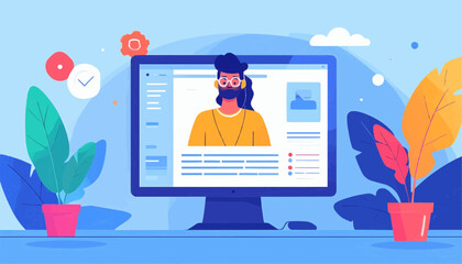 Online seminar registration vector, minimal style