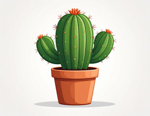 vector illustration of cactus plant in pot - clean minimal style - isolated on white background
