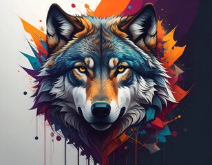 Wolf portrait, vibrant colors