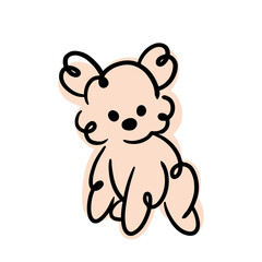 Cute doodles. Fluffy dog. Poodle, lapdog, spitz. Minimalistic illustration, children's print.