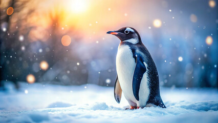 Fototapeta premium penguin on the snow