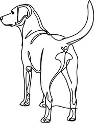 Obraz premium Minimalist line art captures a dog's playful stance, back view