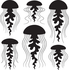 Jellyfish Silhouette Vector Illustration