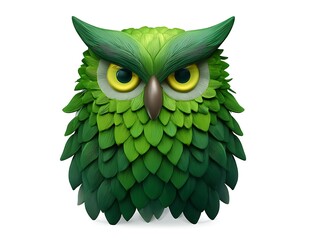 Jungle owl emoji icon with layered green feather pattern and light contrast