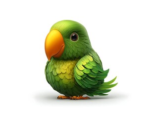 Jungle parakeet emoji icon in green feather tones with smooth blur depth