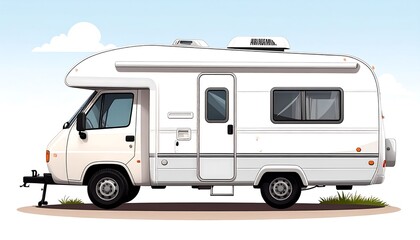 Naklejka premium Side view of a white camper van