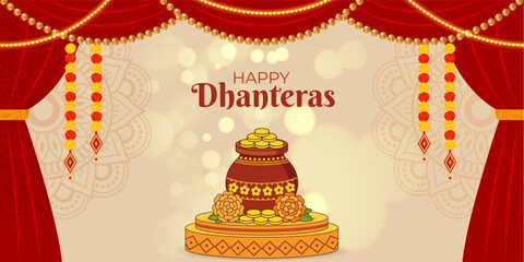Vector illustration of Happy Dhanteras template