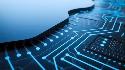 Fototapeta premium Abstract Circuit Board Design with Blue Illumination