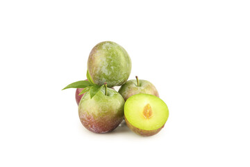 Fresh Sweet Plums Display - Crisp Red Green Fruit Closeup May Harvest