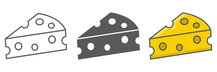 Cheese icon collection, food and keto diet, dairy sign vector graphics, editable stroke linear icons