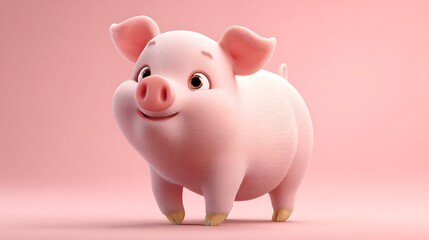Pig emoji icon with matte pink textures and subtle light reflections