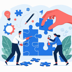 businessman holding a puzzle piece