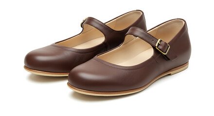 Classic Leather Mary Janes: Timeless Brown Flats for Everyday Comfort.