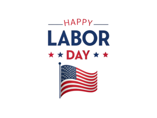 Happy Labor Day with American Flag Illustration on transparent background