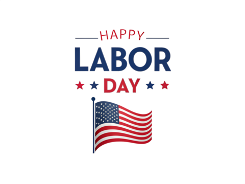 Happy Labor Day with American Flag Illustration on transparent background