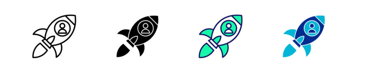 Startup Rocket  Icon Set Multiple Style Collection