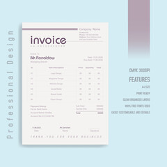 Professional invoice design template for business billing and financial transactions vector