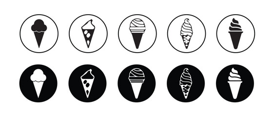 Ice cream icon, ice cream logo design, ice cream silhouette, summer dessert icon, food icon set, ice cream cone, vector illustration EPS 10.