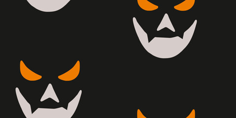 Spooky Halloween Faces on Dark Backdrop Pattern