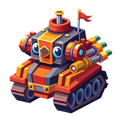 Fototapeta premium 3D Cartoon Battle Truck on White Background