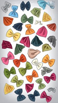 Colorful pasta bow tie pattern