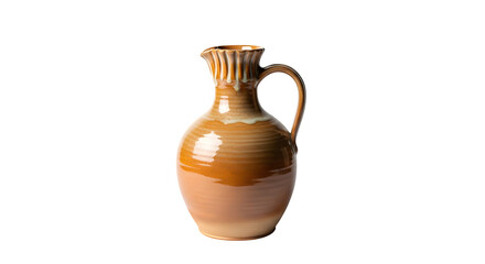 Elegant ceramic jug isolated on transparent background, a beautiful handmade pottery pitcher for serving water, juice, or other beverages, rustic charm