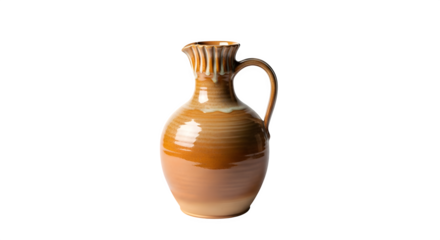 Elegant ceramic jug isolated on transparent background, a beautiful handmade pottery pitcher for serving water, juice, or other beverages, rustic charm
