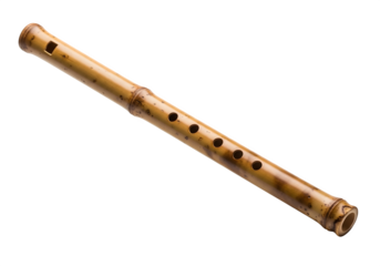 Bamboo flute isolated on transparent background, a traditional musical instrument with a warm, mellow tone, used in various cultures for centuries