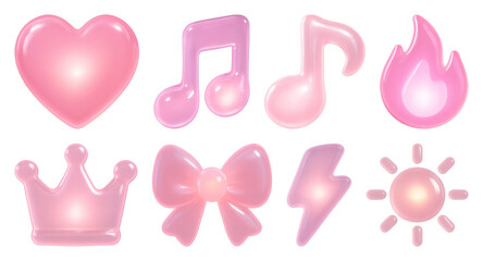 Glossy pink aesthetic icons
