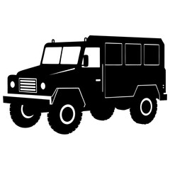 Black silhouette of a vintage off road utility vehicle