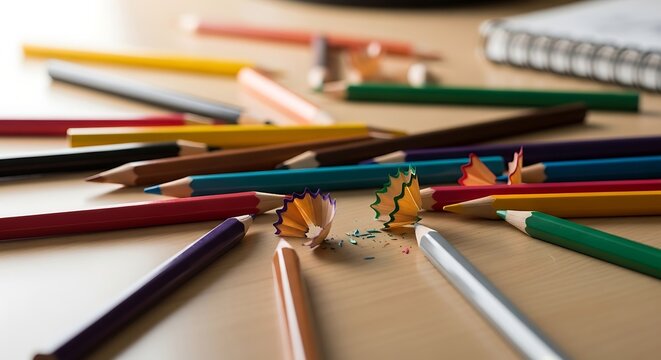 Colorful Pencils on a Wooden Table.