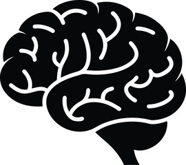 Brain silhouette thin stroke minimal icon for modern UI kits, logos and micro interfaces, vector asset optimized for scale and clarity