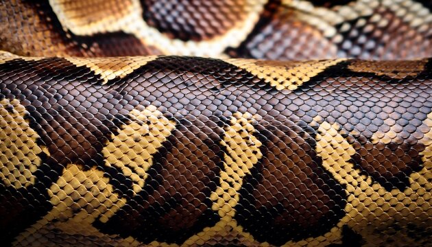close up of a python skin showing the beautiful natural pattern and texture of the reptile scales