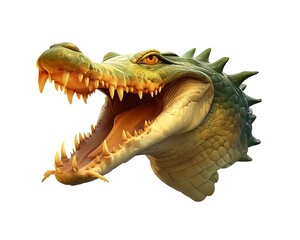 Crocodile emoji icon with sharp teeth and rugged skin in warm greens