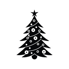 Elegant Black and White Christmas Tree Illustration - Festive Holiday Design