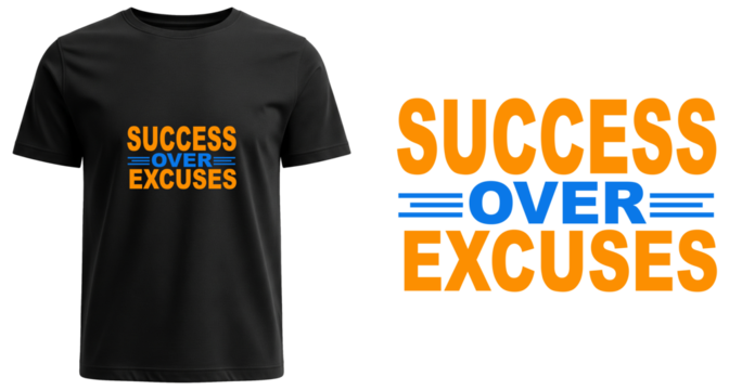 Dynamic motivational quote "Success Over Excuses" in bold orange and blue text, perfect for inspiring entrepreneurs and athletes aiming for peak performance and achievement.