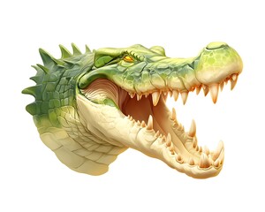 Crocodile emoji icon with sharp teeth and rugged skin in warm greens